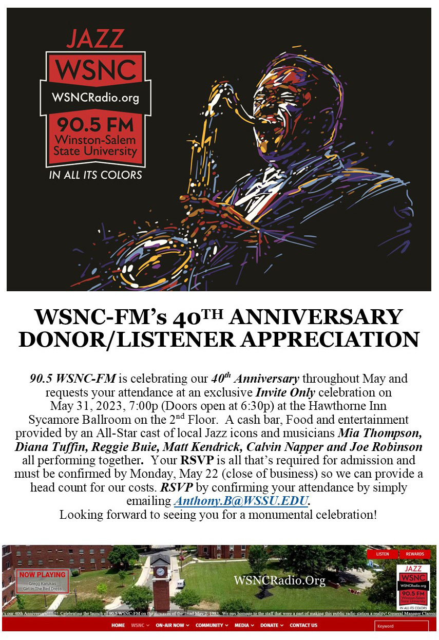 WSNC-FM's 40th Anniversary Donor/Listener Appreciation